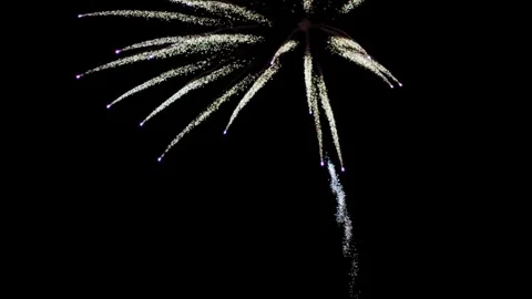 Multi colored fireworks explode in the dark night sky Stock Footage 329676100