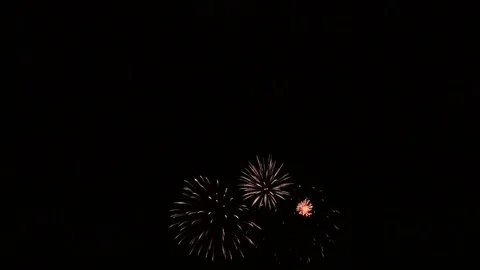 A multi-colored fireworks explodes on a festive night. Stock Footage 79008181