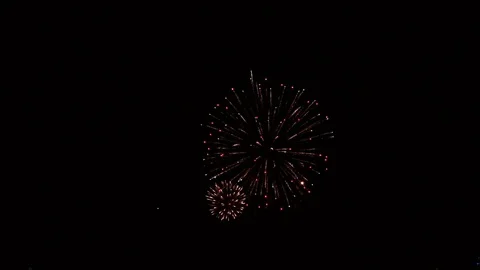 A multi-colored fireworks explodes on a festive night. Stock Footage 79008495