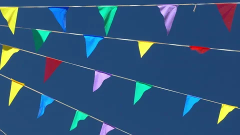 Multi colored flags on the blue sky. Stock Footage 97223107