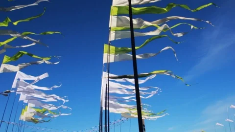 Multi-colored flags fluttering in the wind Stock Footage 90060649