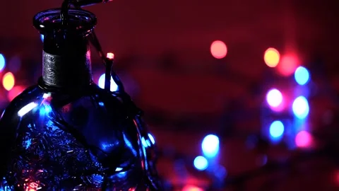 Multi-colored flashing lights on a blurred background Stockbeeldmateriaal 168412373