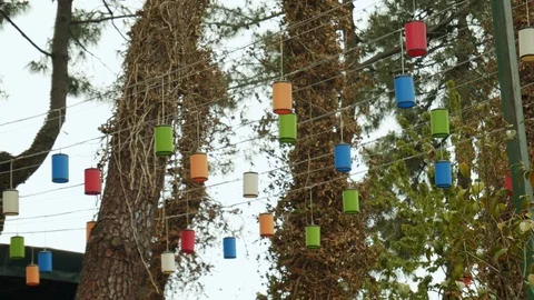 Multi-colored flashlights. Stock Footage 112376679