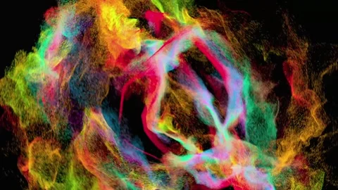 Multi Colored Fog Is Spreading In Black Space, Abstract 3d Video Video stock 246740669