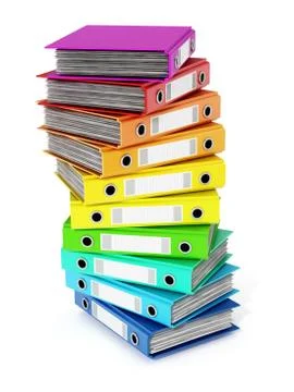 Multi colored folders stack. 3D illustration Stock Illustration