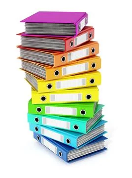 Multi colored folders stack. 3D illustration Multi colored folders stack i... Foto stock