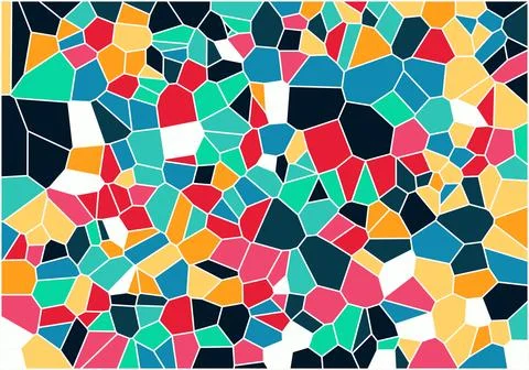 Multi colored fragmented mosaic background with vibrant geometric shapes an.. Stock Illustration