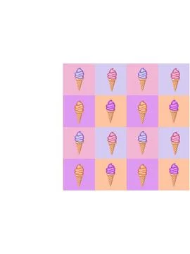 Multi-colored fruit ice cream in waffle cones. Seamless pattern. Stock Illustration