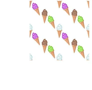 Multi-colored fruit ice cream in waffle cones. Seamless pattern. Stock Illustration