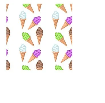 Multi-colored fruit ice cream in waffle cones. Seamless pattern. Stock Illustration