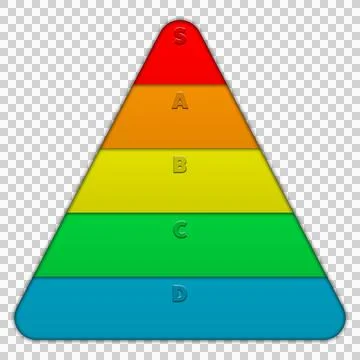 Multi-colored gaming pyramid tier list template Stock Illustration