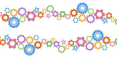 Multi-colored gears. Rotating mechanism of round parts .Machine technology... Stock Illustration