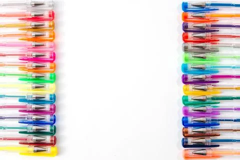 Multi-colored gel pens. Stock Photos