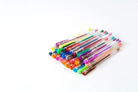 Multi-colored gel pens. Stock Photos