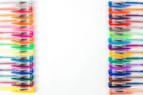 Multi-colored gel pens. Stock Photos