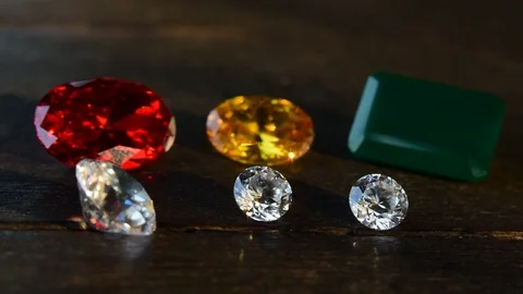 Multi colored gemstones Look beautiful Stock Footage 121896918