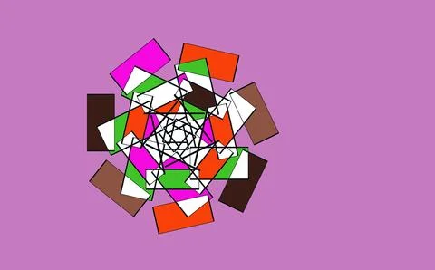 Multi Colored Geometric Rectangle Mandala Illustration on Purple Stock Illustration