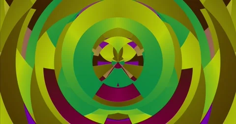 Multi-colored geometric shapes are constantly moving in 3D, forming circles Stock Footage 247393314