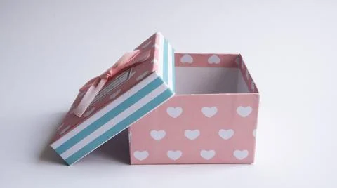 A multi-colored gift box with an open lid. Empty gift boxes on white background Stock Photos