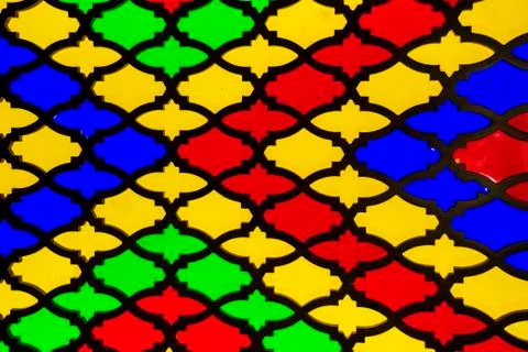 Multi-colored glass window, background ,texture sunglasses architecture. Stock Photos