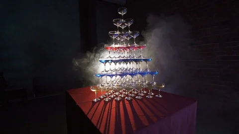 Multi-colored glasses with liquid Stock Footage 128197236