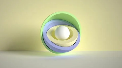 Multi-colored glossy hemispheres. Core and layering. A three-dimensional figu Stock Illustration