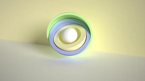 Multi-colored glossy hemispheres. Core and layering. A three-dimensional figu Stock Illustration