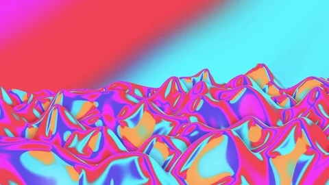 Multi-colored glossy surface is deformed by waves. abstract animation. 3d render Video stock 123129627