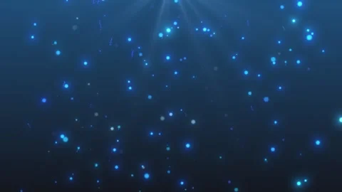 Multi-colored glowing blue particles on a blue background with a ray of light Stock Footage 308100408