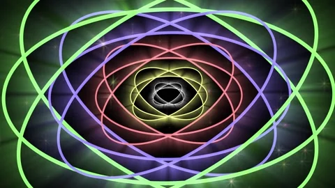 Multi-colored glowing ovals of different sizes rotate Stock Footage 145120028