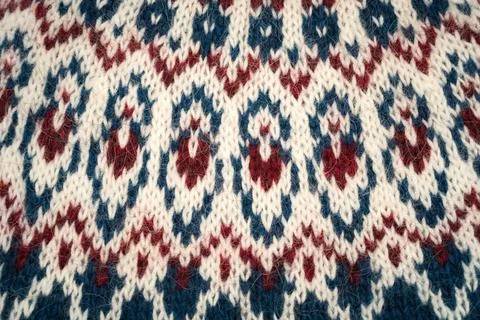 Multi-colored hand-knitted sweater. Stock-Fotos