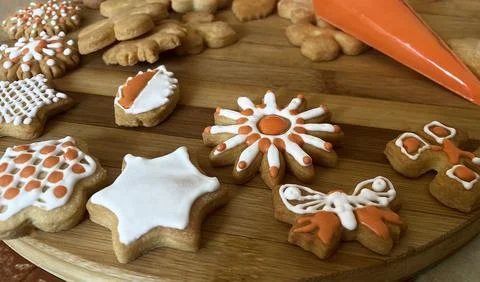 Multi-colored handmade cookies Stock Photos