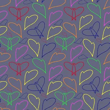 Multi colored hearts. Seamless pattern. Stock Illustration