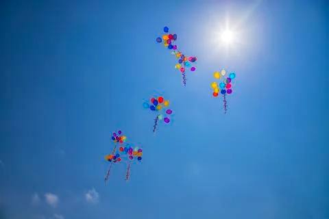 The multi colored helium balloons Stock Photos