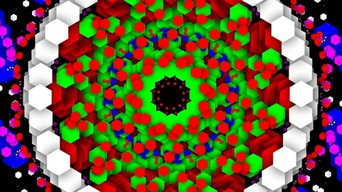 Multi-colored hexahedrons. Pulsating patterns that change color. VJ background. Stock Footage 83351628