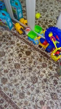 Multi colored high angle view no people toy still life pattern day Container Stock Photos