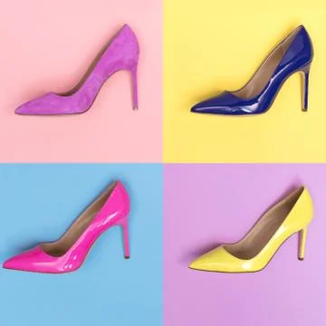 Multi-colored high-heeled pumps Stock Photos
