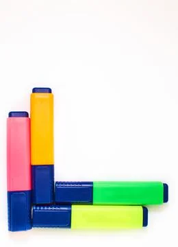 Multi Colored highlighters. 스톡 사진