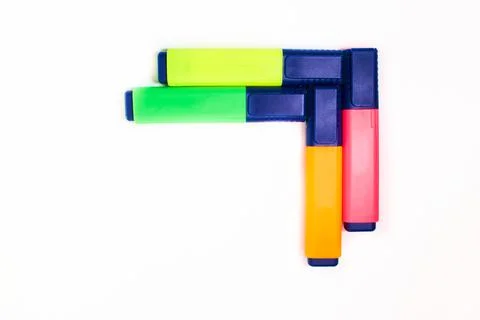 Multi Colored highlighters. 스톡 사진