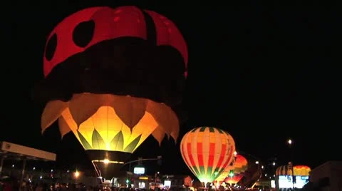 Multi-Colored Hot Air Balloon Against The Night Sky 動画素材 19145798