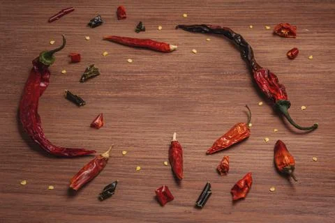 Multi-colored hot peppers. Background Stock Photos