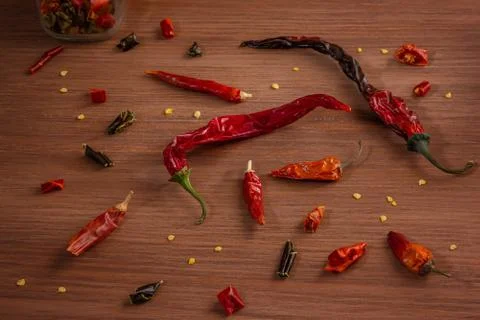 Multi-colored hot peppers. Stock Photos