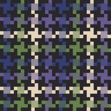 Multi colored houndstooth plaid fabric wallpaper 스톡 일러스트