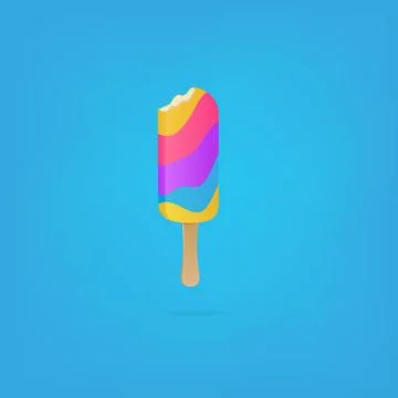 Multi-colored ice cream Popsicle on blue background Stock Illustration