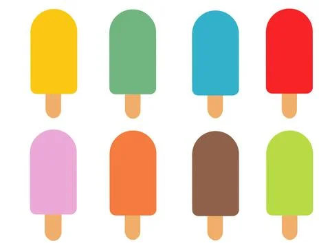 Multi-colored ice cream on a stick, Red, yellow, green and more. Stock Illustration
