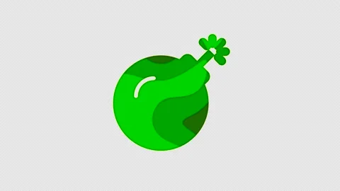 Multi-colored icon bomb with colored spots floating inside. In-Out Alpha end Stock Footage 239551075