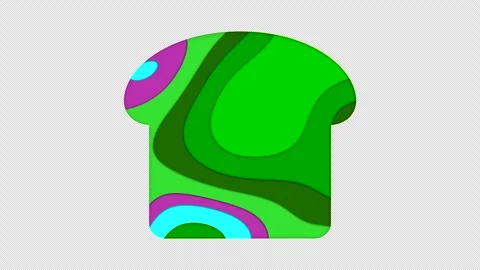 Multi-colored icon bread slice with colored spots floating inside. In-Out Alpha Stock Footage 242387688