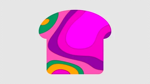 Multi-colored icon bread slice with colored spots floating inside. In-Out Alpha Stock Footage 242388779