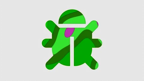Multi-colored icon bug with colored spots floating inside. In-Out Alpha end Stock Footage 239551009