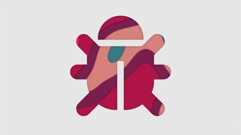 Multi-colored icon bug with colored spots floating inside. In-Out Alpha end Stock Footage 239554586